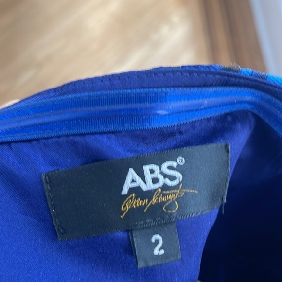 ABS By Allen Scwartz Navy & Green 'Blue Lagoon' Jacquard Strapless dress size 2 - Picture 9 of 12